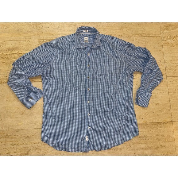 Peter Millar‎ Seaside Finish Men's Button Up Long Sleeve Shirt Blue White XL - Picture 1 of 6